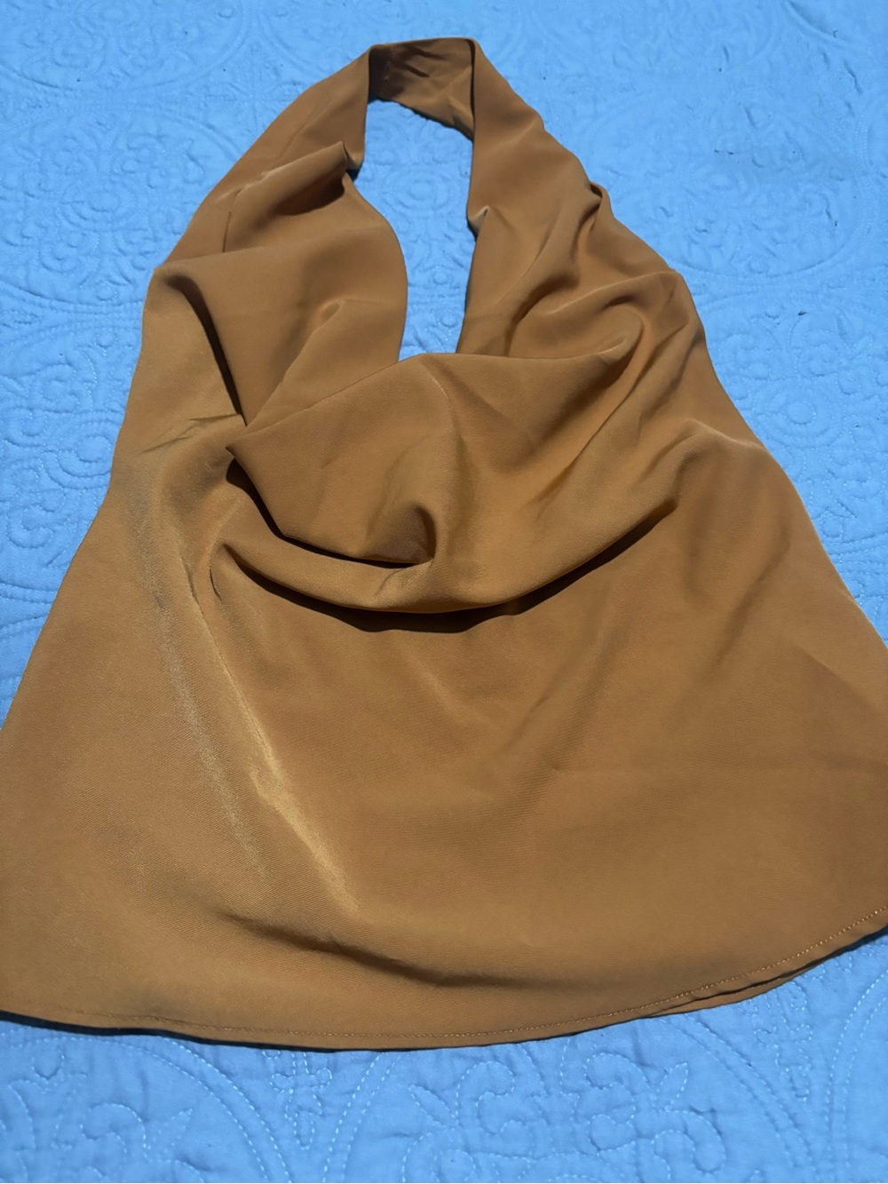 Zara Draped Halter Scarf in Tan Brown